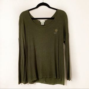 Wide Neck Long Sleeve Wet Seal Tee